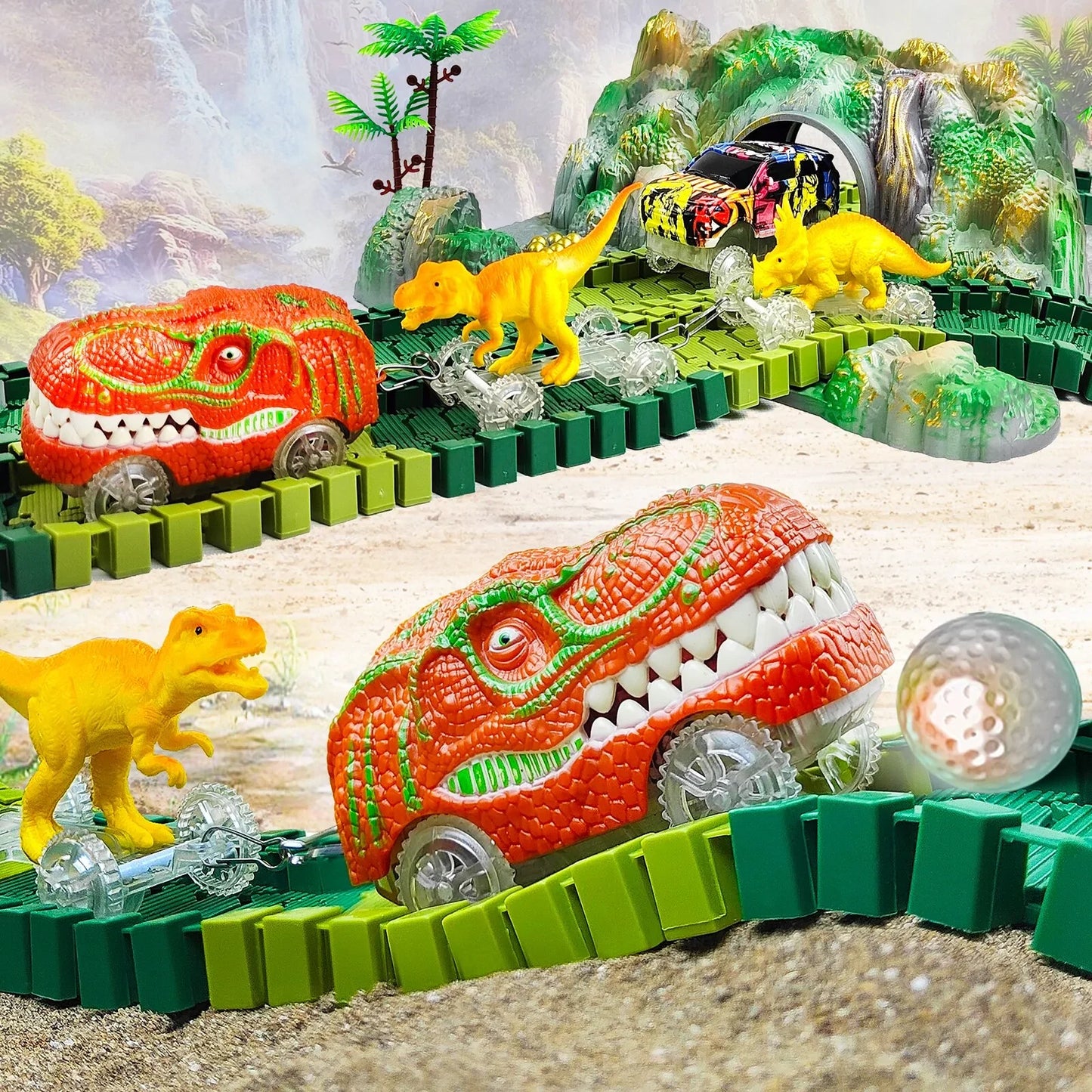 Racing Dinosaur Train Set™ | Fantasifullt tågset för oöverträffad underhållning | Innehåller en extra GRATIS Dino + tågvagn värd 149