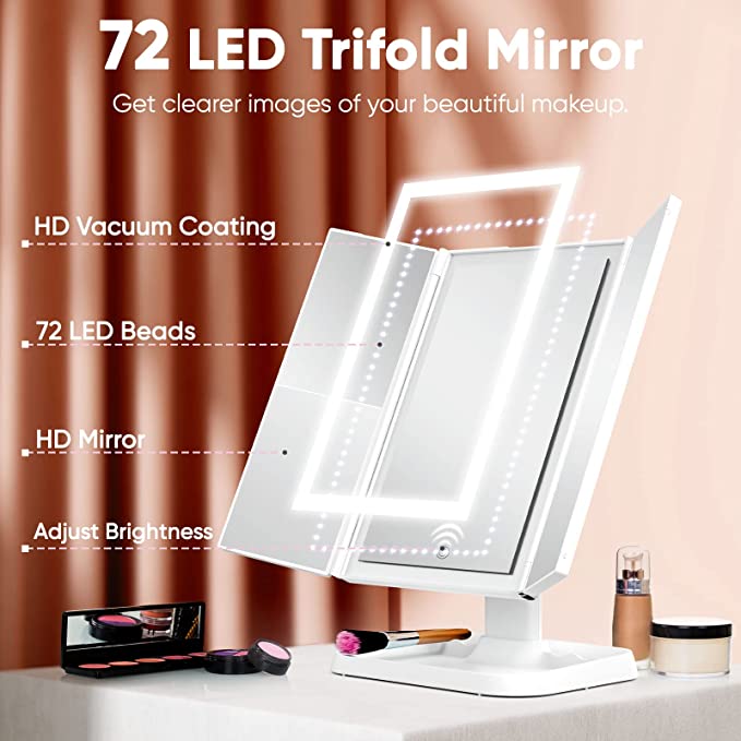 Vanity Mirror™ | Tredubbla sminkspeglar med trefärgad LED-belysning