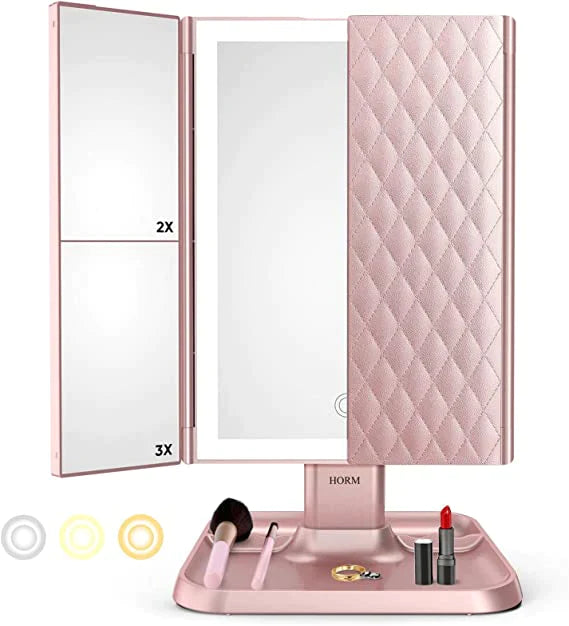 Vanity Mirror™ | Tredubbla sminkspeglar med trefärgad LED-belysning