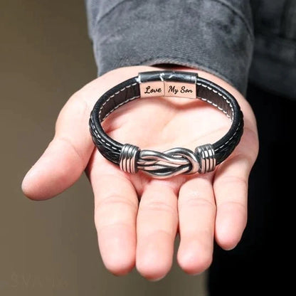 "Mor och son förenade för alltid" Handgjort armband i flätat läder