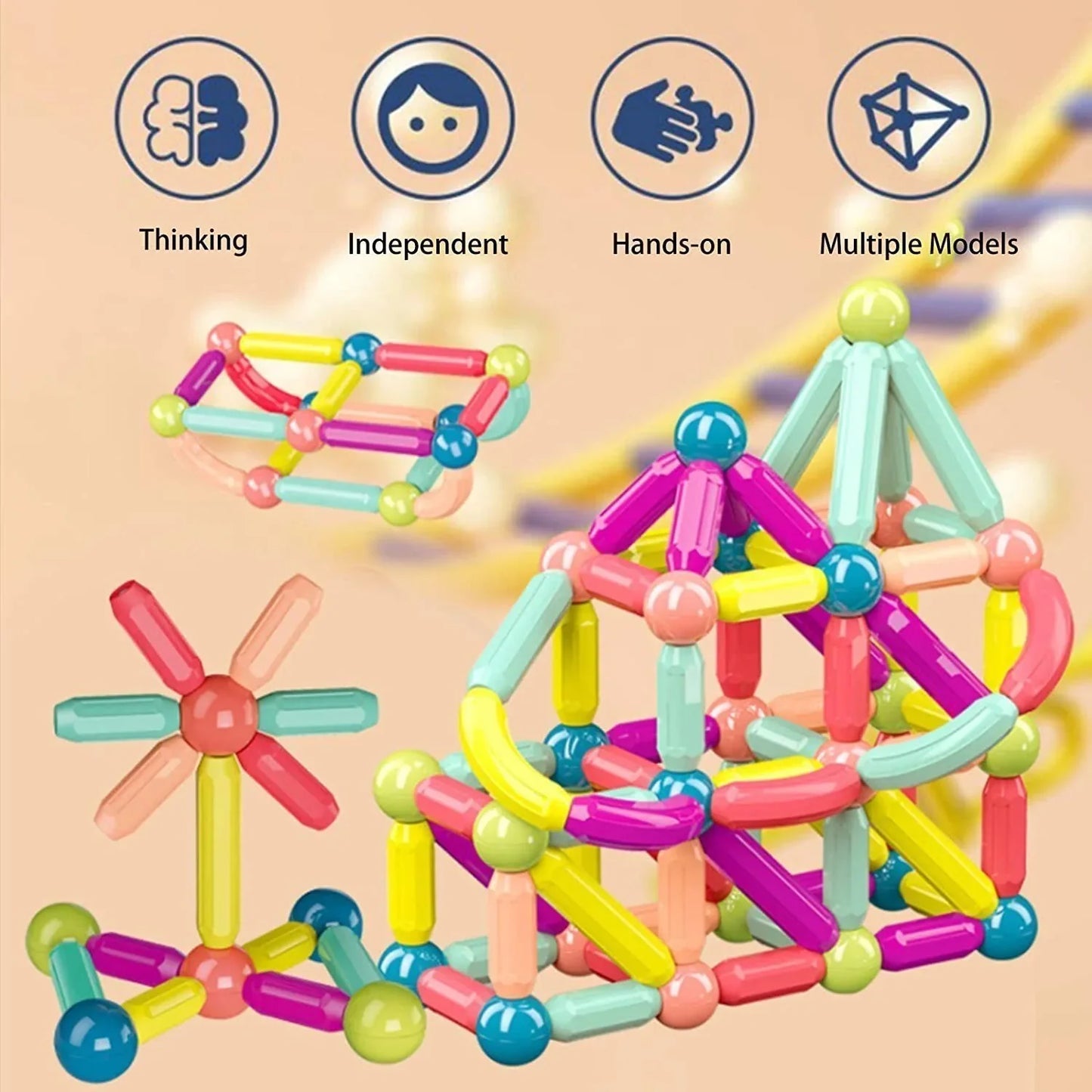 Magnetic Building Blocks™ |  Pedagogiska magnetleksaker för barn | Inklusive GRATIS förvaringslåda för 149