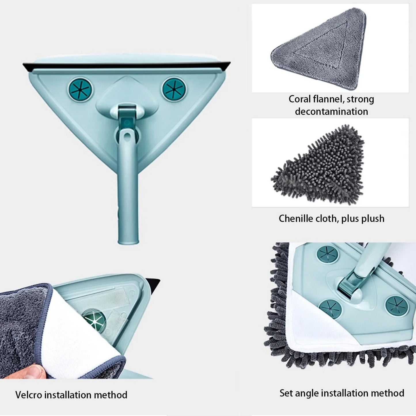 TriClean™ | Svängbar triangulär rengöringsmopp | Inkluderar 4 GRATIS återanvändbara moppar till ett värde av £229