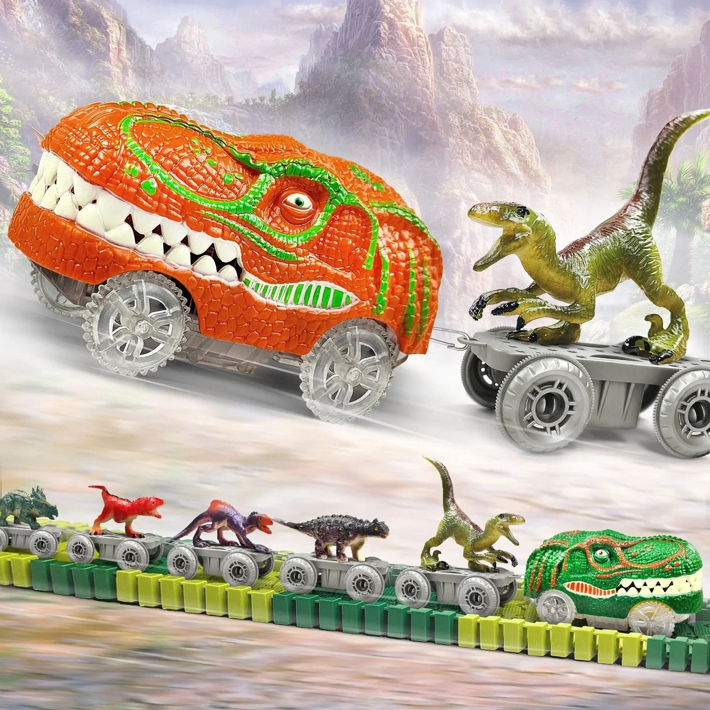 Racing Dinosaur Train Set™ | Fantasifullt tågset för oöverträffad underhållning | Innehåller en extra GRATIS Dino + tågvagn värd 149